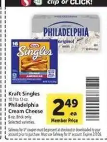 Safeway Kraft Singles & Philadelphia Cream Cheese offer