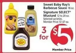 Safeway Sweet Baby Ray's Barbecue Sauce & Signature SELECT Mustard offer
