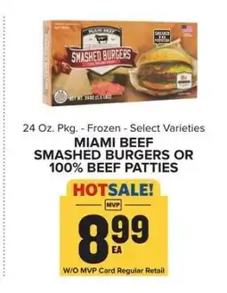 Food Lion Miami Beef Smashed Burgers or 100% Beef Patties offer