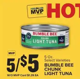 Food Lion Bumble Bee Chunk Light Tuna offer