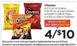 Food 4 Less Cheetos, Doritos, Lay's Potato or Kettle Cooked Chips offer