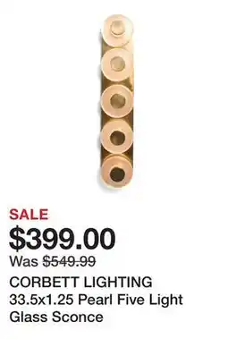 Marshalls CORBETT LIGHTING 33.5x1.25 Pearl Five Light Glass Sconce offer