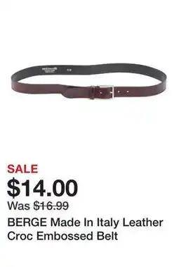 Marshalls BERGE Made In Italy Leather Croc Embossed Belt offer