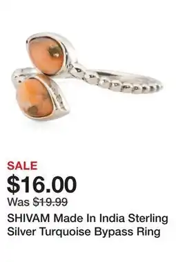 Marshalls SHIVAM Made In India Sterling Silver Turquoise Bypass Ring offer