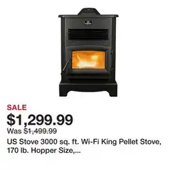 Tractor Supply Company US Stove 3000 sq. ft. Wi-Fi King Pellet Stove, 170 lb. Hopper Size, KP5522-W offer