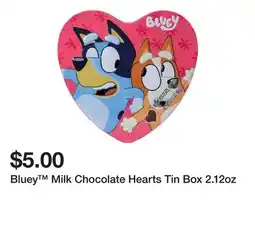 Five Below Bluey Milk Chocolate Hearts Tin Box 2.12oz offer