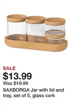 Ikea SAXBORGA Jar with lid and tray, set of 5, glass cork offer