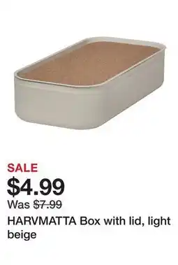 Ikea HARVMATTA Box with lid, light beige offer