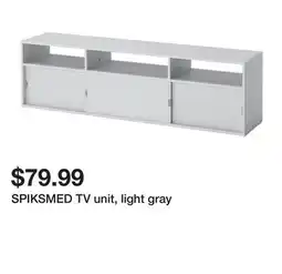 Ikea SPIKSMED TV unit, light gray offer