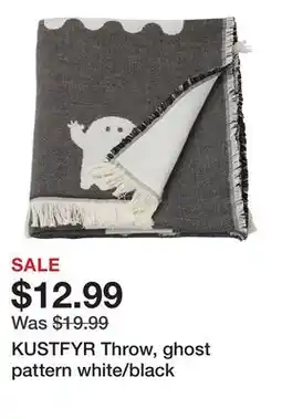 Ikea KUSTFYR Throw, ghost pattern white/black offer