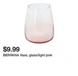 Ikea BERÄKNA Vase, glass/light pink offer
