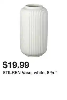 Ikea STILREN Vase, white, 8 ¾ offer