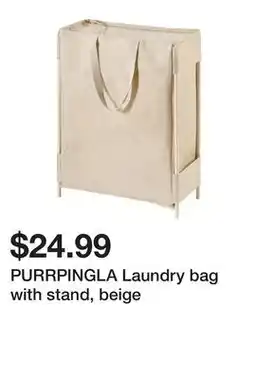 Ikea PURRPINGLA Laundry bag with stand, beige offer