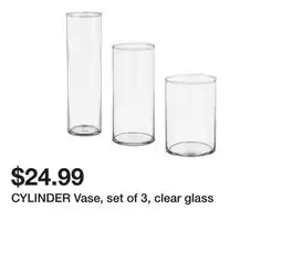 Ikea CYLINDER Vase, set of 3, clear glass offer