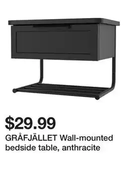 Ikea GRÅFJÄLLET Wall-mounted bedside table, anthracite offer