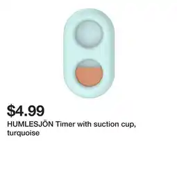Ikea HUMLESJÖN Timer with suction cup, turquoise offer