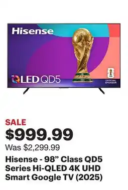 Best Buy Hisense - 98 Class QD5 Series Hi-QLED 4K UHD Smart Google TV (2025) offer