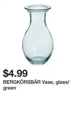 Ikea BERGKÖRSBÄR Vase, glass/green offer