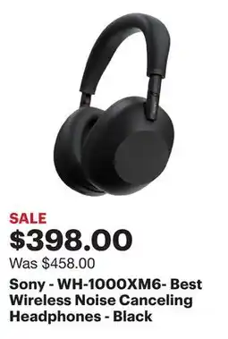 Best Buy Sony - WH-1000XM6- Best Wireless Noise Canceling Headphones - Black offer