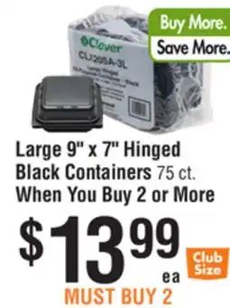 Smart & Final Large 9 x 7 Hinged Black Containers offer