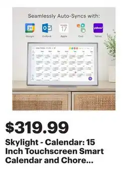 Best Buy Skylight - Calendar: 15 Inch Touchscreen Smart Calendar and Chore Chart - Silver offer