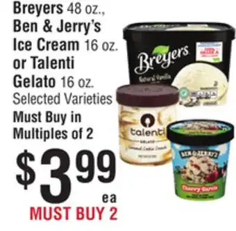 Smart & Final Breyers, Ben & Jerry's Ice Cream or Talenti Gelato offer