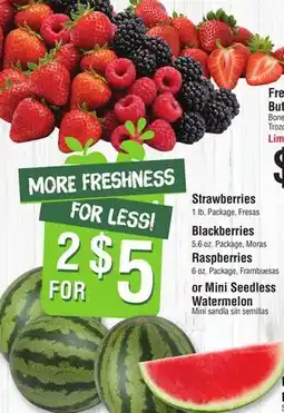 Smart & Final Strawberries, Blackberries, or Raspberries or Mini Seedless Watermelon offer