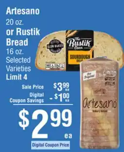 Smart & Final Artesano or Rustik Bread offer