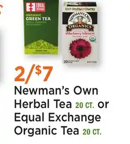 Heinen's Newman's Own Herbal Tea 20 CT. or Equal Exchange Organic Tea 20 CT offer