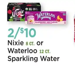 Heinen's Nixie 8 CT. or Waterloo 12 CT. Sparkling Water offer