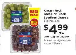 Kroger Kroger Red and Green or Black Seedless Grapes offer