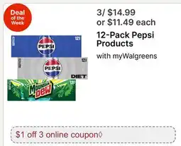 Walgreens 12-Pack Pepsi Products offer