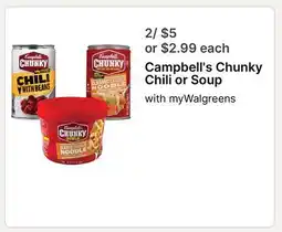 Walgreens Campbell's Chunky Chili or Soup offer