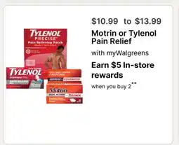 Walgreens Motrin or Tylenol Pain Relief offer