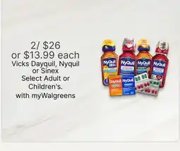 Walgreens Vicks Dayquil, Nyquil or Sinex offer