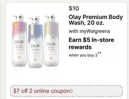 Walgreens Olay Premium Body Wash, 20 oz offer