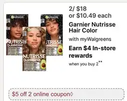 Walgreens Garnier Nutrisse Hair Color offer