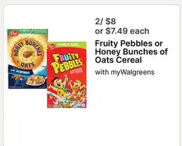Walgreens Fruity Pebbles or Honey Bunches of Oats Cereal offer