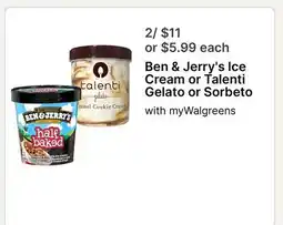 Walgreens Ben & Jerry's Ice Cream or Talenti Gelato or Sorbetto offer