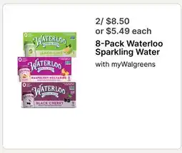 Walgreens 8-Pack Waterloo Sparkling Water offer