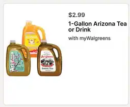 Walgreens 1-Gallon Arizona Tea or Drink offer