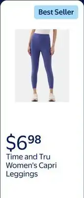 Walmart Time and Tru Women's Capri Leggings, Size XS-XXXL offer