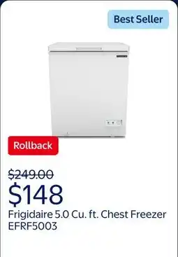 Walmart Frigidaire 5.0 Cu. ft. Chest Freezer, White , EFRF5003 offer