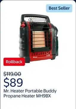 Walmart Mr. Heater Portable Buddy 9,000 BTU Propane Radiant Space Heater - MH9BX offer