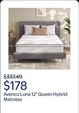 Walmart Avenco Luna 12 Queen Size Medium Hybrid Support Mattress, CertiPUR-US Motion Isolation Mattress offer