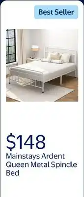 Walmart Mainstays Ardent Queen Metal Spindle Bed, White,Adult offer
