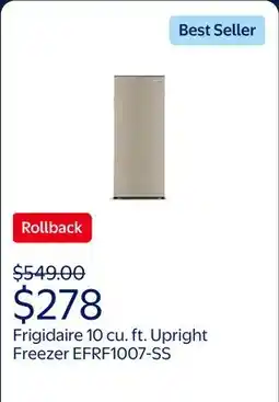 Walmart Frigidaire 10 cu. ft. Platinum Upright Freezer with Manual Defrost EFRF1007-SS offer