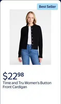 Walmart Time and Tru Women's Button Front Textured Cardigan, Sizes XS-XXXL offer