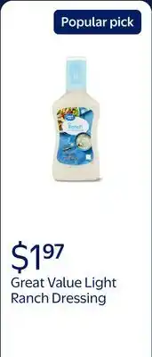 Walmart Great Value Light Ranch Dressing & Dip offer