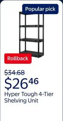 Walmart Hyper Tough Black Plastic 4-Tier Shelving Unit offer